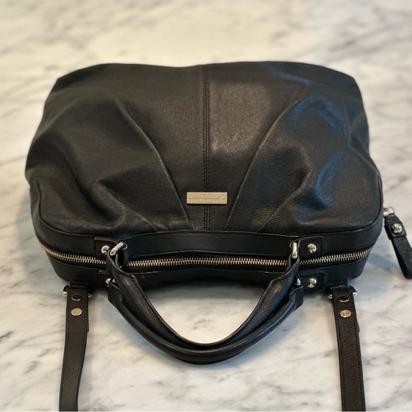 Kate Spade New York - Women’s Large Black Pebbled Leather Handbag / Crossbody - Picture 3 of 14